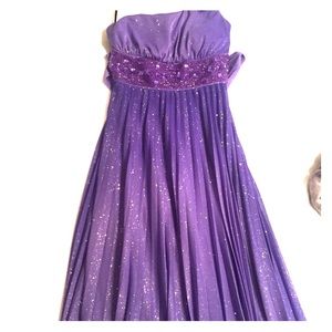 Purple ombré glittery prom dress